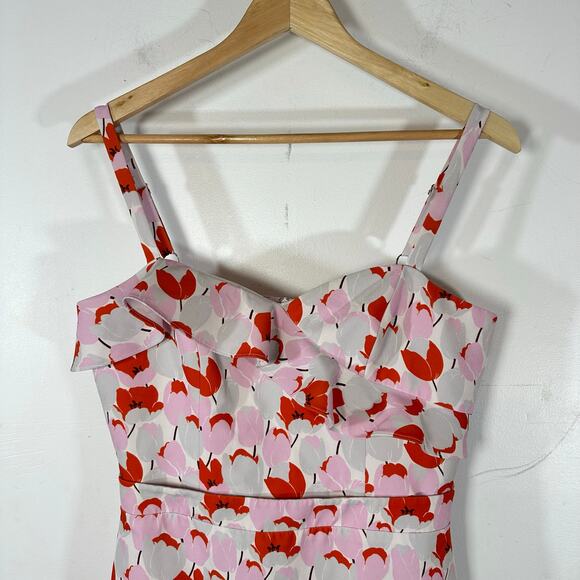 BLACK HALO Zalda Floral Tulip Mini Dress Womans 8 flounce hem - Picture 5 of 11